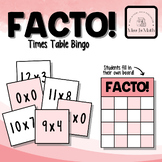 FACTO! Fun Multiplication Tables BINGO 0x0 to 12x12 - Crit