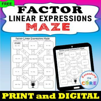 Preview of FACTOR LINEAR EXPRESSIONS Maze (FREE) | PRINT & DIGITAL