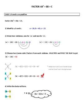 Preview of FACTOR TRINOMIALS QUICKLY (NOTES)