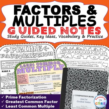 Preview of FACTORS AND MULTIPLES GCF & LCM Doodle Math Interactive Notebooks Guided Notes