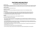 FACTORS AND MULTIPLES GAMES