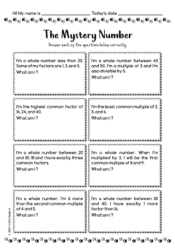 FACTORS & MULTIPLES Printable Worksheets by Cat's Study | TpT