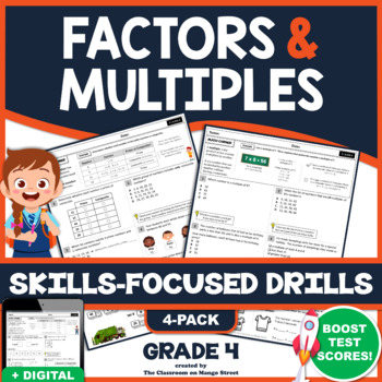 Preview of FACTORS & MULTIPLES: Skills-Boosting Math Worksheets | GRADE 4 (4.OA.4)