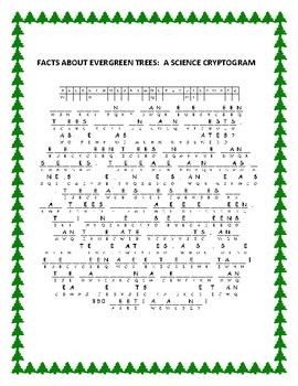 Preview of FACTS ABOUT EVERGREEN TREES: A SCIENCE CRYPTOGRAM: CROSS CURRICULAR ACTIVITY