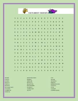 Preview of FACTS ABOUT TAXATION- WORD SEARCH