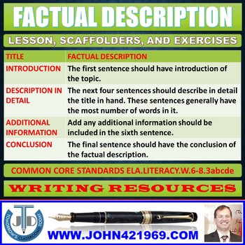 Preview of FACTUAL DESCRIPTION LESSON AND RESOURCES