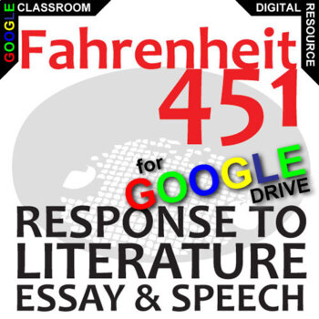 Preview of FAHRENHEIT 451 Essay Questions, Speech Writing Prompts Digital Bradbury Dystopia