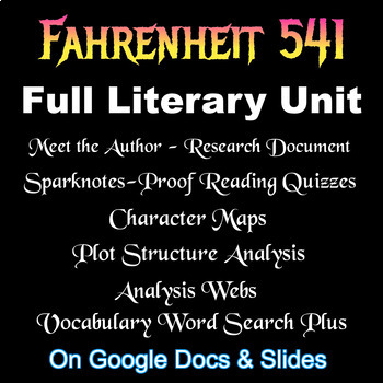 Preview of FAHRENHEIT 451 -- FULL LITERARY UNIT (Quizzes, Character & Plot Maps, etc.)
