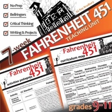 FAHRENHEIT 451 Unit Plan - Novel Study Bundle (Ray Bradbury) - Literature Guide