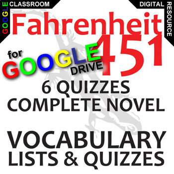 Preview of FAHRENHEIT 451 Activity Vocabulary 180-word List & Quizzes Self-Grading DIGITAL