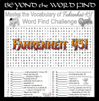 FAHRENHEIT 451 Vocabulary Puzzle Activity, Quiz, Worksheet, Test - NO PREP