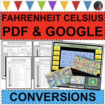 Preview of FAHRENHEIT and CELSIUS SCALES Temperature Conversions (PDF & GOOGLE SLIDES)