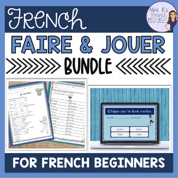 Preview of French verbs faire & jouer speaking & writing activities bundle
