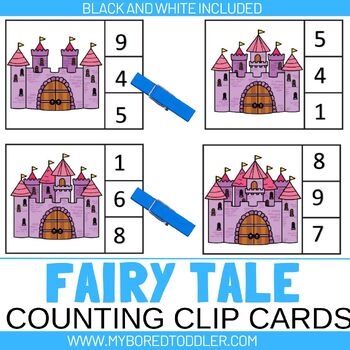 Preview of FAIRY TALE - CASTLE COUNTING CLIP CARDS 0-10 - toddler / preschool  math