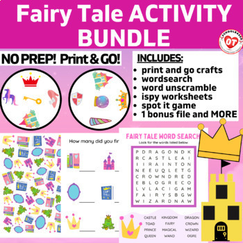 Preview of FAIRY TALE  OT ACTIVITY BUNDLE (crafts, ispy, visual perceptual worksheets)