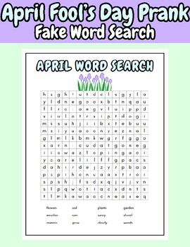 PRANK April Fools Day Funny Fake Word Search Printable Worksheet Activity