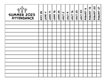 Sunday School Attendance Chart Free Printable