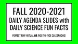 FALL 2020 DAILY AGENDA WITH SCIENCE FACTS! | Virtual OR Fa