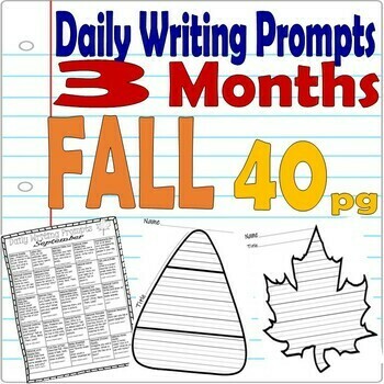 FALL 75 Daily Writing Journal Prompts Shaped Lined Paper Autumn Sept ...