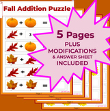 FALL ADDITION Math Puzzle - Do Now or Class Lesson