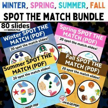 Preview of BUNDLE OF 4 SEASONS THEMED OT VIRTUAL SPOT-IT GAMES (FALL SPRING, SUMMER,WINTER)