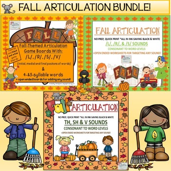 Preview of FALL ARTICULATION BUNDLE: L, S, R, V, TH, SH, V, + 4 & 5 SYLLABLE WORDS
