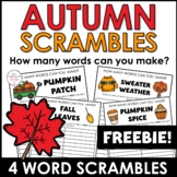 AUTUMN / FALL Word Scramble Freebie! How many words can you make?