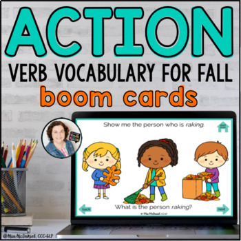 Preview of FALL Action Verb Vocabulary  | BOOM CARDS™