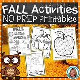 Fall Activities Math and Literacy Centers | Worksheets
