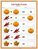 FALL Addition Math Puzzle Worksheet