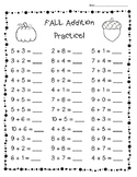 FALL Addition Practice Worksheet Pack - 3 Leveled Sheets f