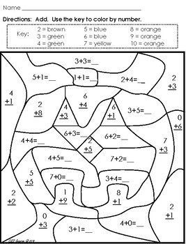 FALL Addition & Subtraction Color By Number by ELED Emporium | TpT