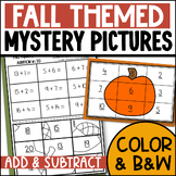 FALL Addition and Subtraction Mystery Picture Worksheets