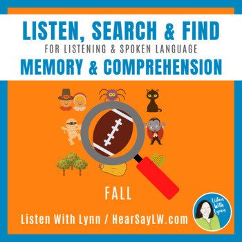 Preview of FALL Auditory Comprehension Listen Search & Find DHH Hearing Loss