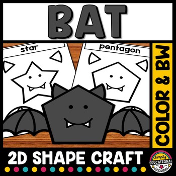 Preview of FALL BAT MATH CRAFT 2D SHAPES ACTIVITY OCTOBER HALLOWEEN BULLETIN BOARD IDEA