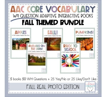 Preview of AAC Core Vocabulary Activities | WH Question Interactive Books | FALL BUNDLE