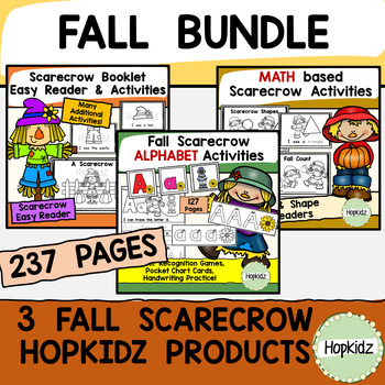 Preview of FALL BUNDLE: Scarecrow Alphabet, Math, and Literacy. Easy Readers, Crafts, Games