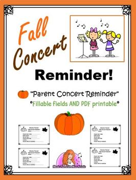 Preview of FALL CONCERT PARENT REMINDER (editable flyer and PDF printable format)