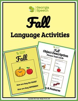Preview of FALL Compare/Contrast and Description Task Cards-Speech Therapy BUNDLE