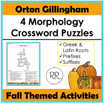 Preview of FALL Crossword Puzzles Vocabulary (OG Morphology Prefixes, Suffixes, Roots)