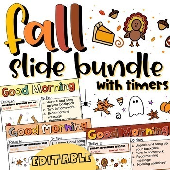 Preview of FALL DAILY SLIDE BUNDLE | September, October, & November Slide Decks with Timers