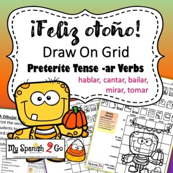 Preview of FALL: Draw the Square in the Grid for Spanish Preterite Tense -ar Verbs