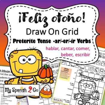 Preview of FALL: Draw the Square in the Grid for Spanish Preterite Tense -ar/-er/-ir Verbs