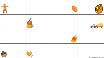 FALL Editable Memory/Matching Game Board TEMPLATE (CANVA