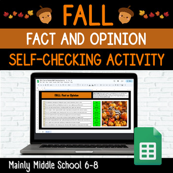 Preview of FALL FACT OR OPINION Google Sheets Mystery Picture
