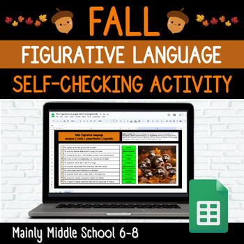 Preview of FALL FIGURATIVE LANGUAGE Google Sheets Mystery Picture