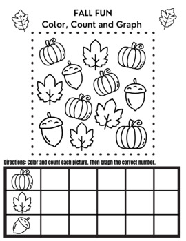 Preview of FALL FUN: COLOR, COUNT AND GRAPH