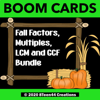 Preview of FALL Factors, Multiples,  LCM and GCF BOOM CARDS