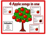 FALL- Four Apple Songs with EDITABLE names, letters, numbe
