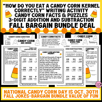 Preview of FALL|HALLOWEEN|CANDY CORN|WRITING|READING|MATH|PUZZLES|BUNDLE 2nd-4th Grades